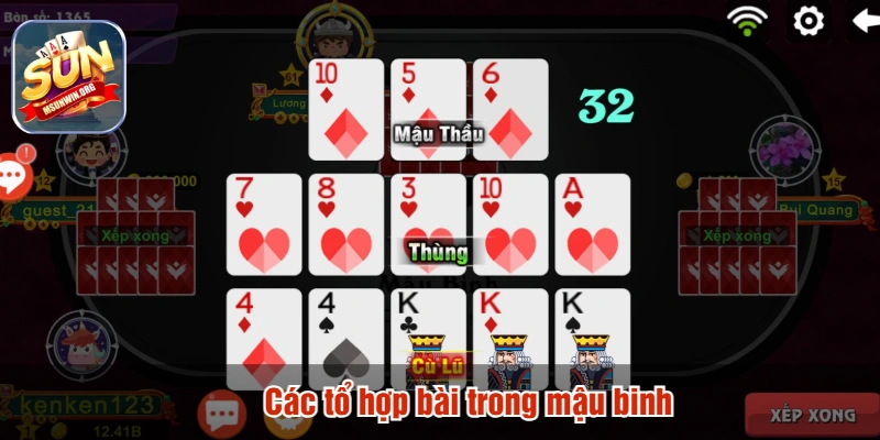 Các tổ hợp bài trong mậu binh